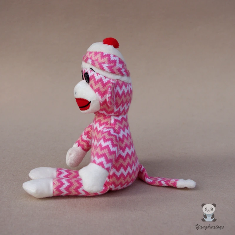 pink sock monkey dog toy