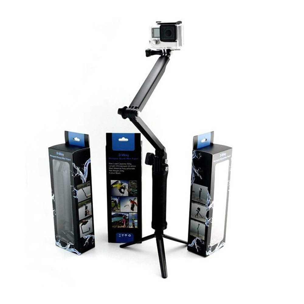 

Adjustable Waterproof 3 Way Grip Monopod Extension Arm Tripod for GOPRO Hero 5 6 4 SJ4000 XIAOMI YI 4K Camera Selfie Stick