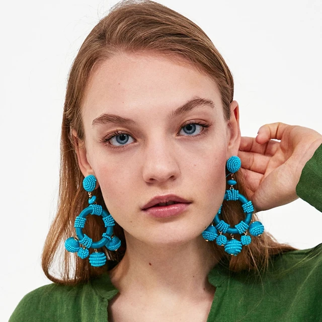 Image result for Ethnic Big Round Beads Dangle Earrings