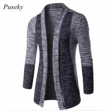 Мужской осенне-зимний свитер контрастного цвета с длинным рукавом и открытой передней частью, кардиган, приталенное трикотажное пальто, Классические манжеты, хит цветов, 4XL