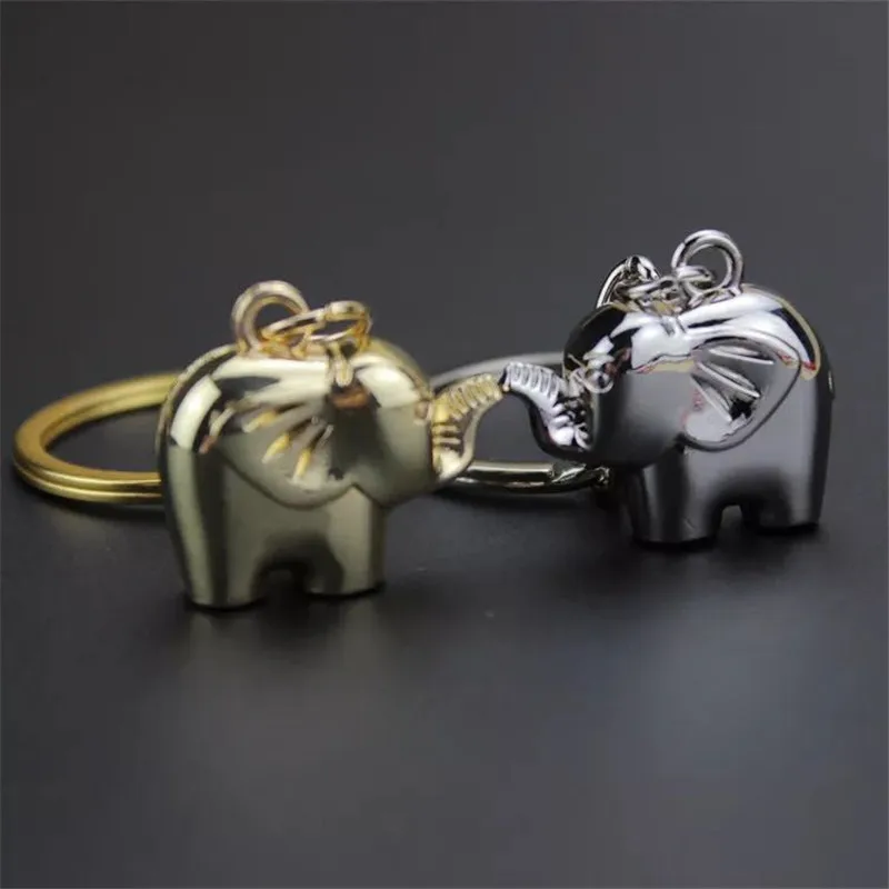 

Mini metal three-dimensional small elephant keychain Personality pendant Male car key ring Bag pendant accessories key chain