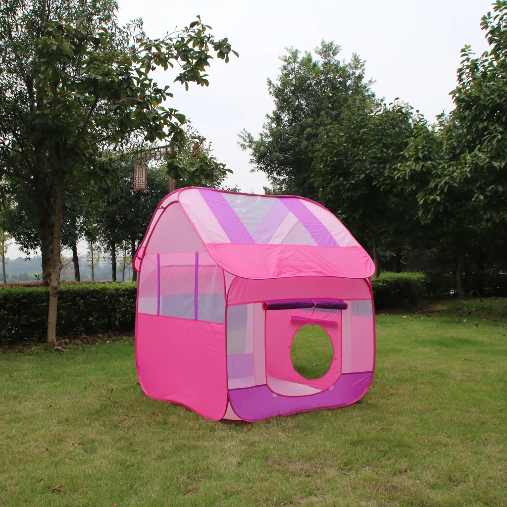 Portable Pink Princess Kids Girls Play House Indoor Outdoor Pop Up Tent Toy for Park Garden Yard Party Camping