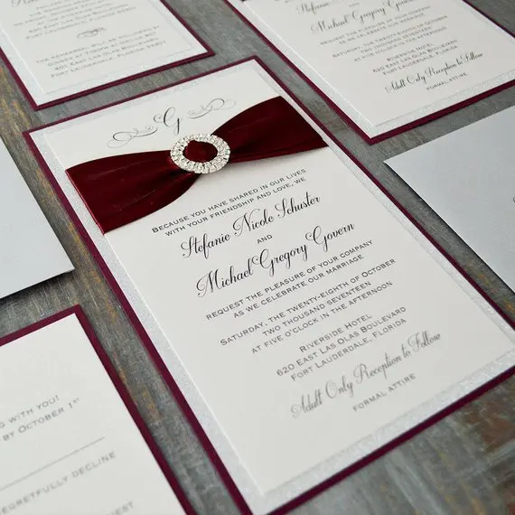  CA0680 Elegant Stain ribbon with fancy paper Wedding Invitations - 1904702049