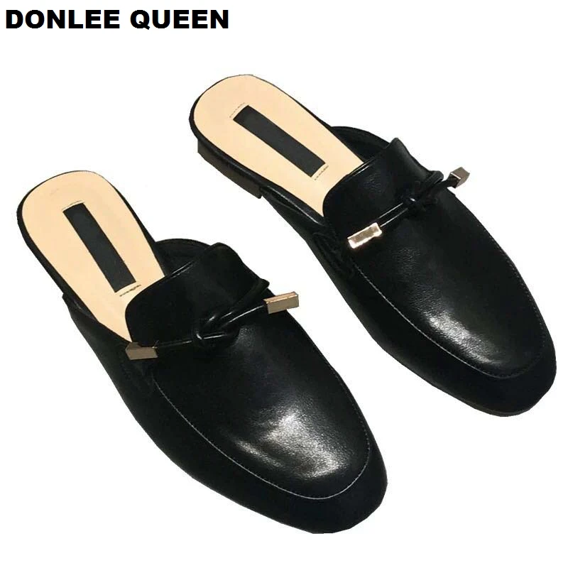 DONLEE QUEEN/женские тапочки на плоской подошве; Повседневная обувь без застежки; брендовые летние тапочки с бантом; классические лоферы в британском стиле; zapatos de mujer