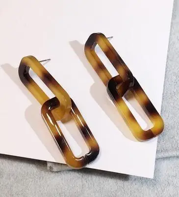 Fashion Acrylic Drop Dangle Earring For Women brown leopard color Female Girl Jewelry Gift er235 photo