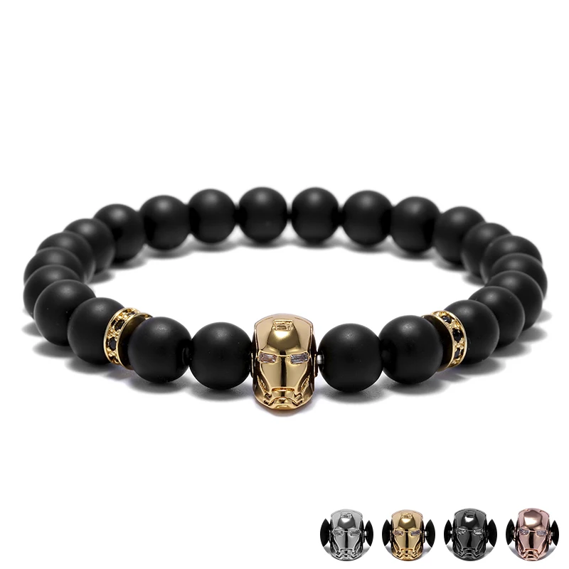 

Cool Iron Man Design Crystal Round Circle Rivet Charm Bracelets For Men Hero Accessories Strand Bracelet Bijoux Homme