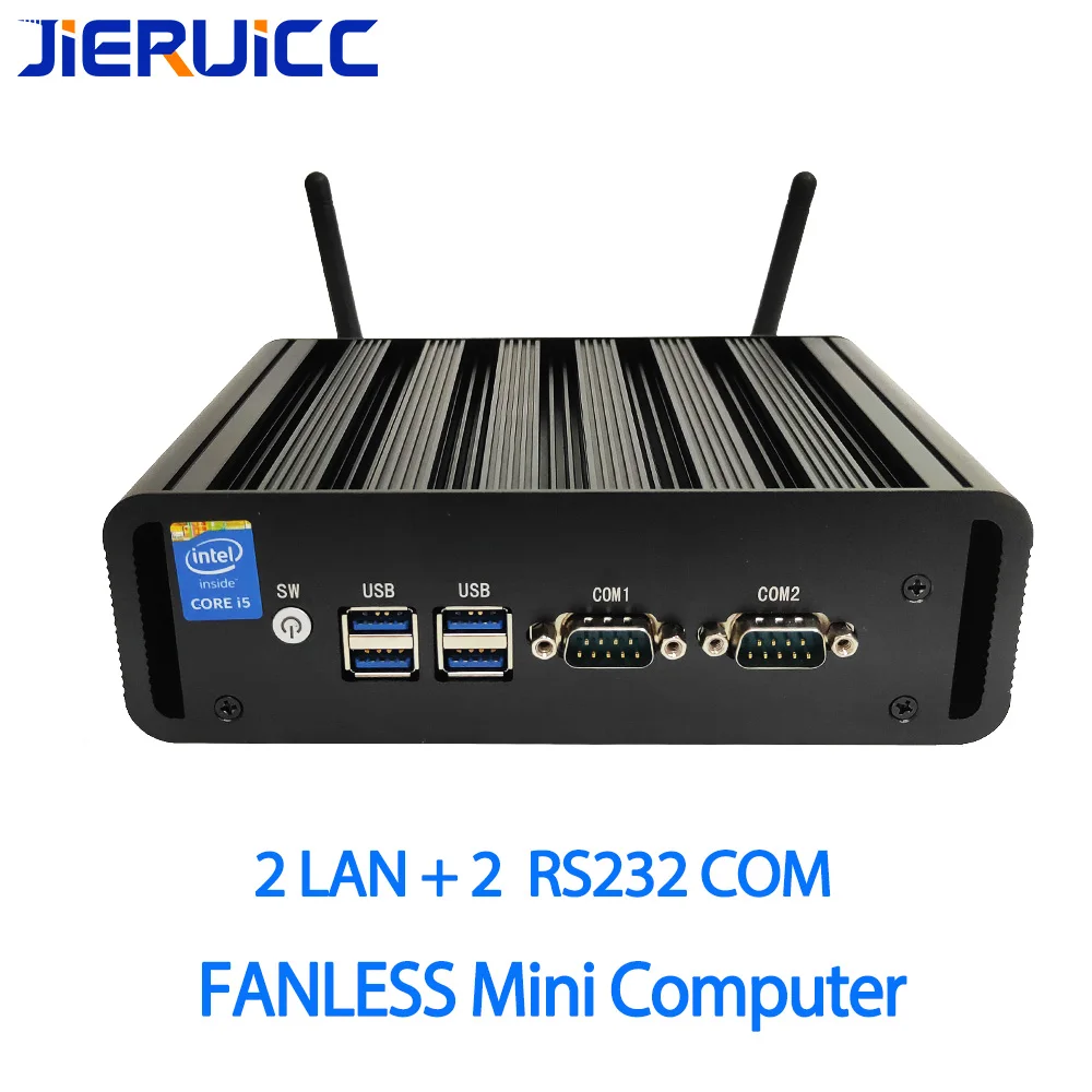 Безвентиляторный мини ПК intel core i5 4200u с 2com 2 rj45 1000 Мбит/с LAN hd graphic vga hdmi двойной