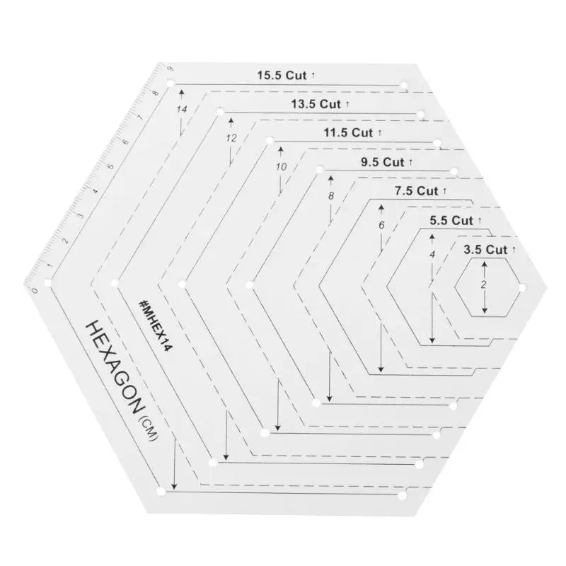 Прозрачный акриловый лоскутный ремесло лоскутное шитье линейка режущие линейки DIY домашнее шитье правило инструменты для рисования - Цвет: Hexagon