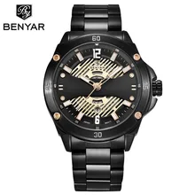 BENYAR Fashion Stainless Steel Chronograph Sports Mens Watches Top Brand Luxury Quartz Business Watch Clock Relogio Masculino benyar fashion chronograph sport mens watches top brand luxury military stainless steel strap quartz watch relogio masculino