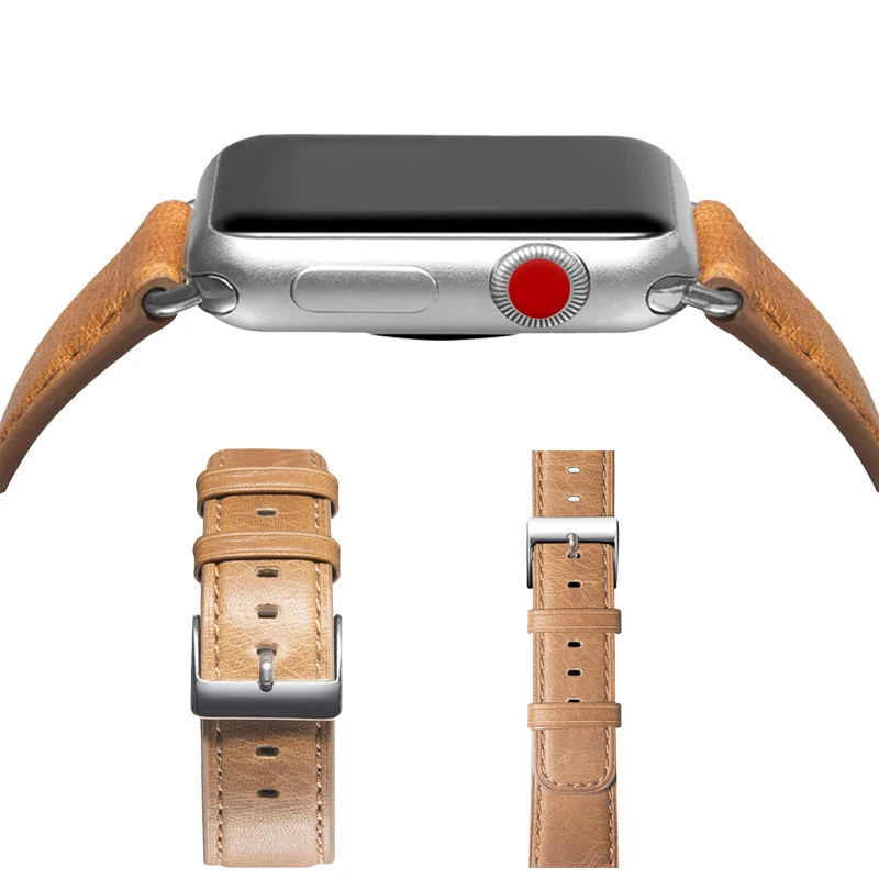 Кожаный ремешок для Apple Watch Series 4 3 2 1 винтажный ремешок для наручных часов для iwatch 44 мм 40 мм 38 мм 42 мм ремешок для замены браслета