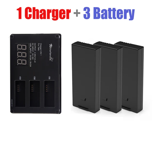$52.19  3pcs DJI Tello Drone Flight battery + Quickly Battery charger charging hub tello For DJI Tello lipo