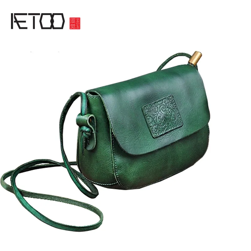 

AETOO Original design Summer handbags Messenger bag Literature and art Retro The first layer Cowhide leather Mini Messenger bag