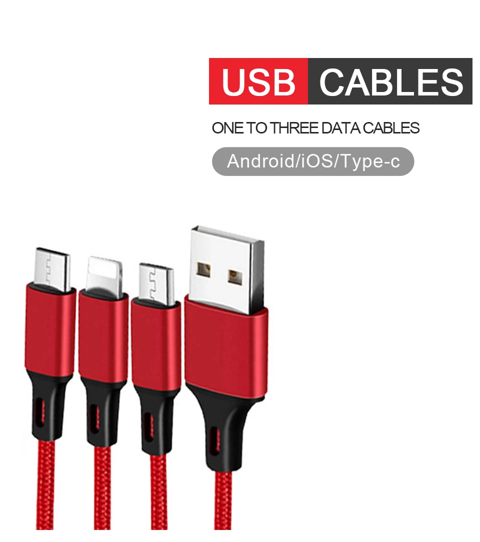 3 в 1 микро USB кабели для мобильных телефонов 5V2A Тип зарядки c iOS Android Быстрая зарядка зарядное устройство тип-c 3в1 несколько шнуров