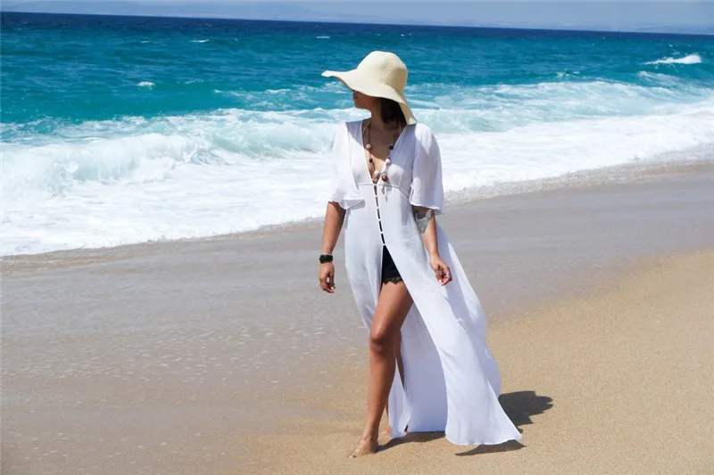 Пляжное платье, длинное пляжное платье, Vestido largo Verano Mujer, купальный костюм, накидка, Пляжное кимоно, саронг, халат, туника# Q677