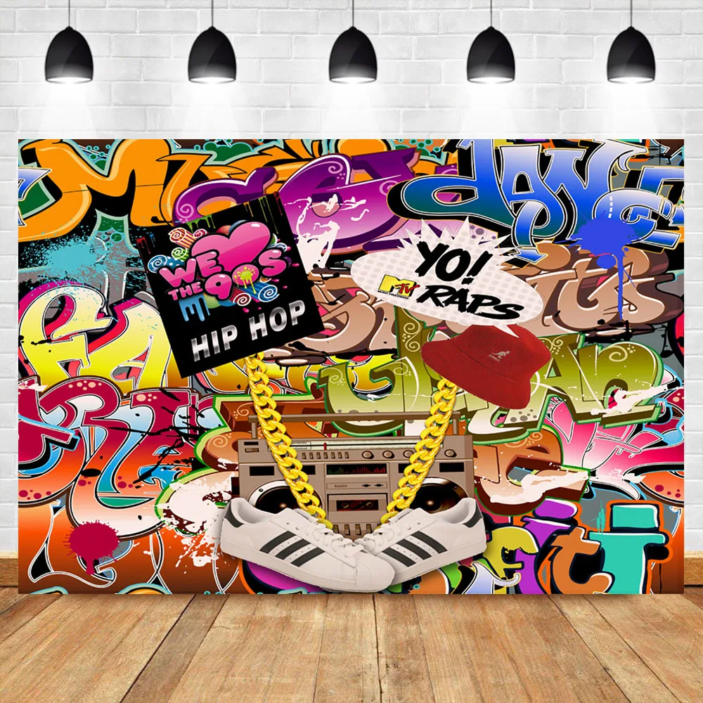 

NeoBack 90's Party Backdrop Graffiti Hip Pop 90s Photography Background Vinyl 90s Themed Birthday Party Banner Backdrops