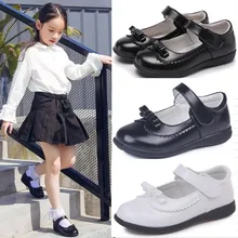 Весенне-Осенняя детская обувь для девочек, школьная кожаная обувь для студентов, черные модельные туфли для девочек 4, 5, 6, 7, 8, 9, 10, 11, 12, 13-16 лет