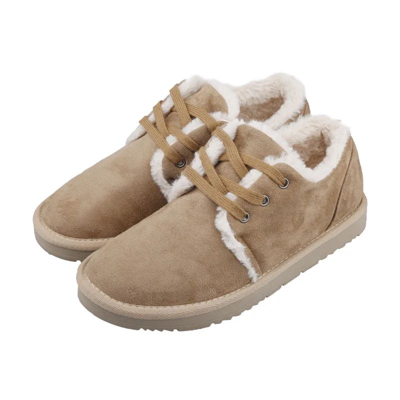 

New 2018 winter snow boots women's short tube plus velvet cotton shoes Cow Suede ankle boots for women Flat with women shoes