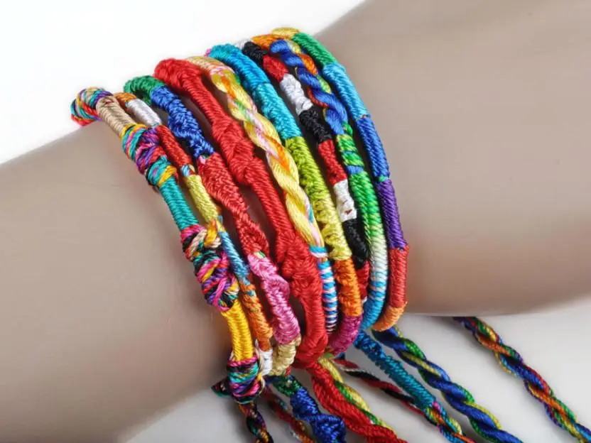 

50Pcs Wholesale Lot Braid Strands Friendship Cords Handmade Colorful Bracelets Delicate New