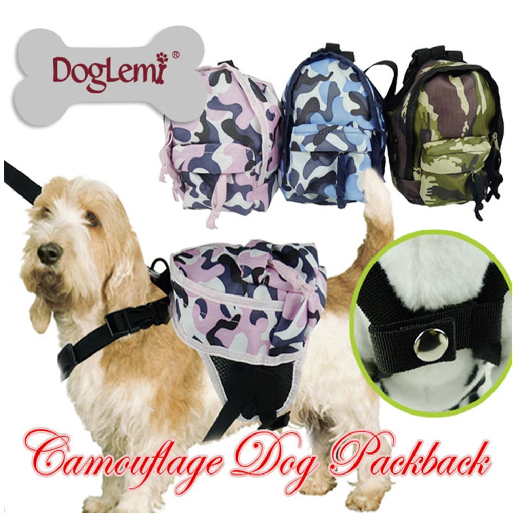 Doglemi Useful Dog Backpack Camouflage Dog Bags Cool Teddy bags With S L size Puppy Dog Backpack