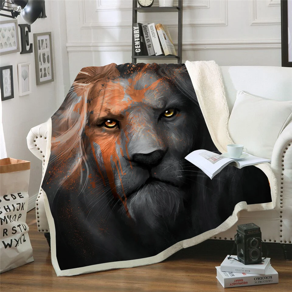 

New 2019 Lion King Printed Velvet Plush Throw Blanket Bedspread for Kids Girls Sherpa Blanket Travel Couch Quilt DIY Design