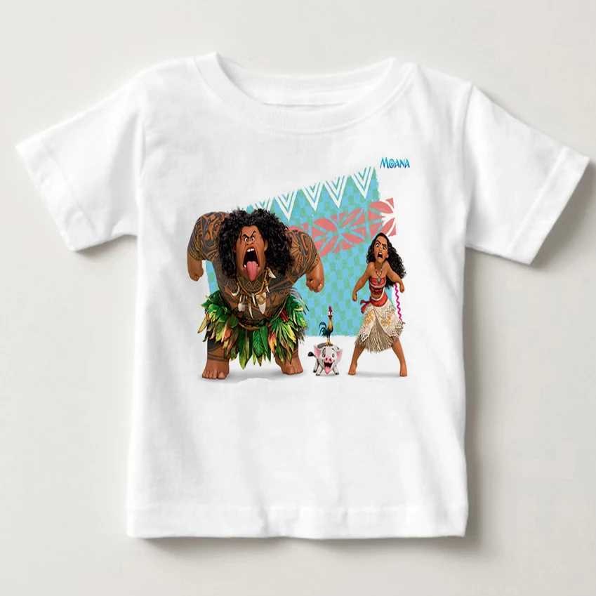 

2019 New Summer Children's Clothing Baby Boys Girls T-shirt Vaiana Moana Cartoon Cotton T-shirt Kids Tops Tees White T Shirts