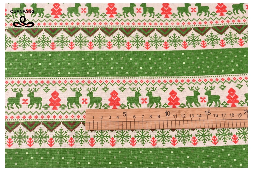 QUANFANG 5 шт./лот, Рождественская серия, хлопковая льняная ткань с принтом для лоскутного шитья, шитья, дивана, Настольная сумка, занавески, подушки