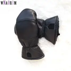Leather gloves   Sheepskin Boxing Gloves Bending Outdoor Thicken Warm Winter  Gloves Double Warm Sport gloves Oversized size