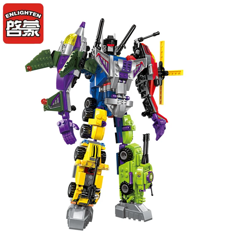 506Pcs ENLIGHTEN 1404 Mecha Transformation Robot 6 in 1 Figure Blocks Compatible Legoe Construction Building Toys For Children 384pcs building block toys 2 in 1 transformation robot truck kazi 8023 diy figure brinquedos gift for children compatible legoe