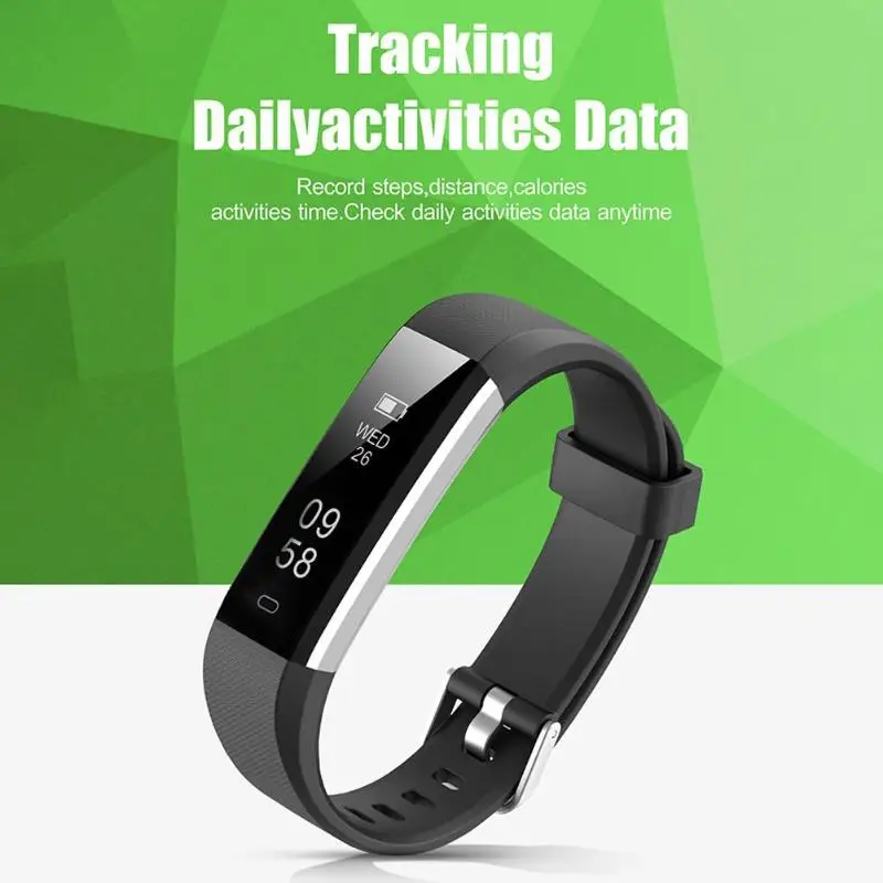 

ID115U Smart Bracelet Sleep Monitor IP67 Waterproof Fitness Tracker Watch Message alerts Compatible with iOS Android