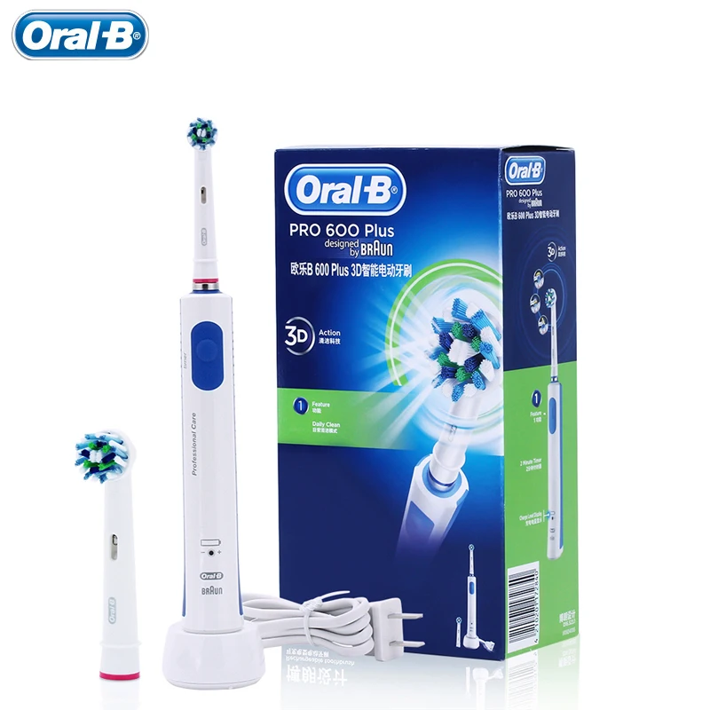 Spazzolino elettrico orale B Pro 600 Plus spazzolino da denti rotante  sonico ricaricabile 3D per adulti sbiancamento dei denti igiene orale