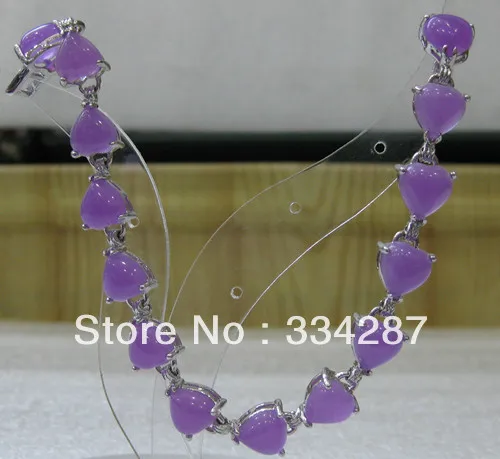 

fast shipping Fine Jewelry 8MM Heart Shaped Purple Jade Bracelet -Top quality free shipping