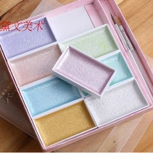 Япония профессиональный 8 цветов aquarella тонкой воды цвет сплошной воды с жемчужной краской дорожный набор цветных кисточек с красками для ребенка подарок