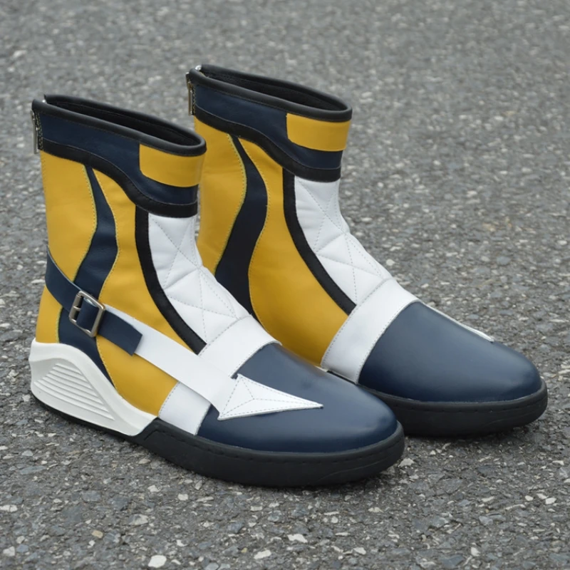 Мужские ботинки; желтые Лоскутные кроссовки из натуральной кожи; Роскошные модные зимние ботинки с круглым носком; повседневная обувь на плоской подошве на молнии