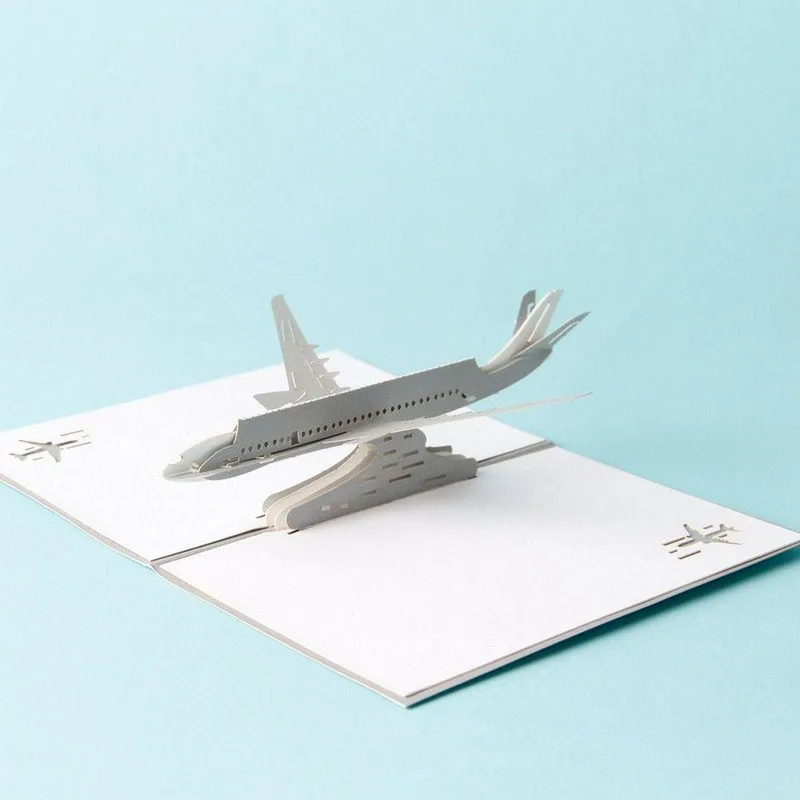 

3D Laser Cut Handmade Carving Fly Plane Aircraft Paper Invitation Greeting Cards PostCard Business Birthday Party Creative Gift