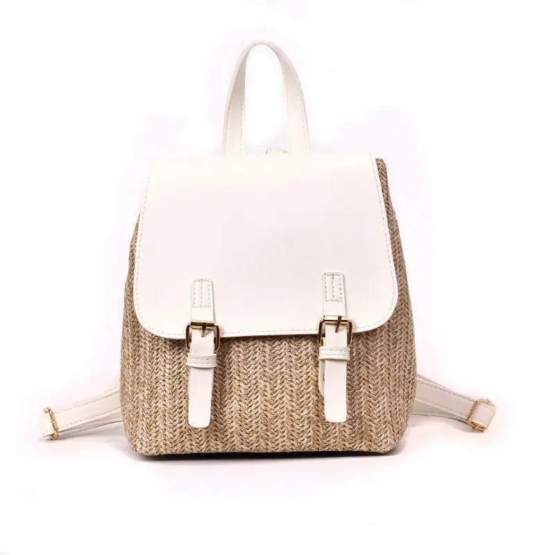 Качественные рюкзаки, дорожные сумки, рюкзаки для книг, Прямая поставка, модный соломенный тканый рюкзак для женщин, летний рюкзак для девочек-подростков M309 - Цвет: Белый