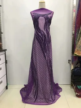 

Latest African Lace Fabric 2019 Purple Lace Fabric High Quality Nigerian Sequins Embroidery French Lace Fabric Wedding J11