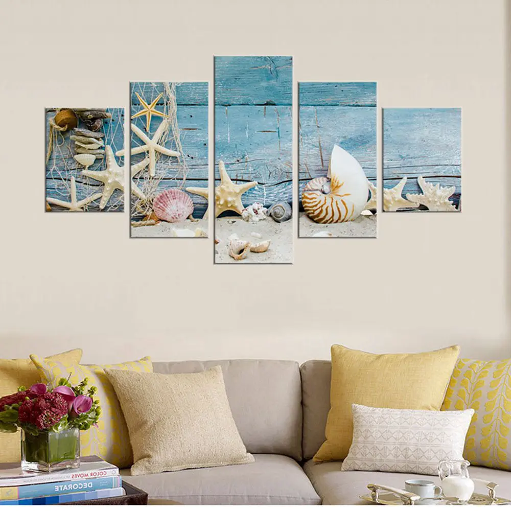 Waterfall Frame Canvas Wall Art Waves Sunset with Flying Sea Gulls Picture Contemporary Painting Seascape Artwork for Home Decor
