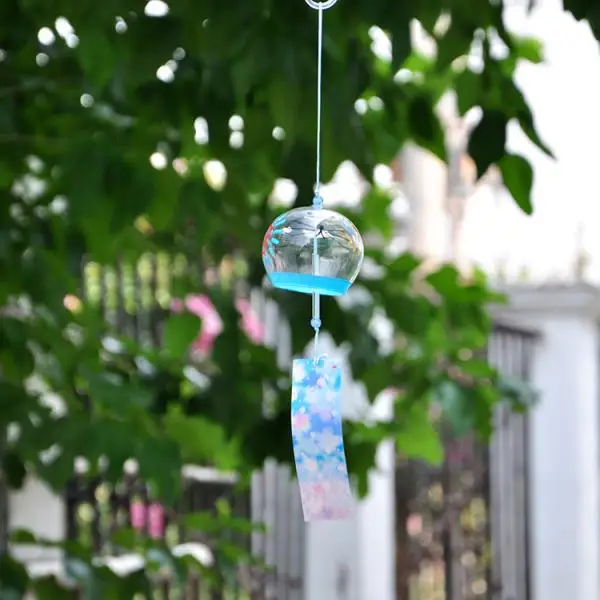 Japanese Culuture Glass Bell Furin Wind Chimes Home Hanging Decor Sunshine Pattern