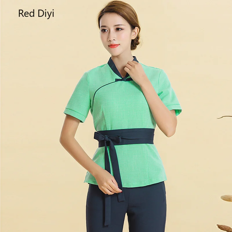 

Beauty clothing beautician medical work clothes SPA uniform women workwear 2pcs sets female sauna foot bath uniforms