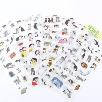 

6Sheets/lot Cute Mini Cat Pvc Transparent Korean Sticker Decoration DIY Album Diary Scrapbooking Label Kawaii Stationery Set