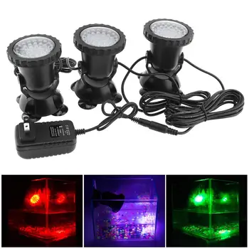 

3pcs 12V 36 LED Spotlight Lamp 7 Colors Changing Waterproof for Garden Fountain Fish Tank Pool Pond