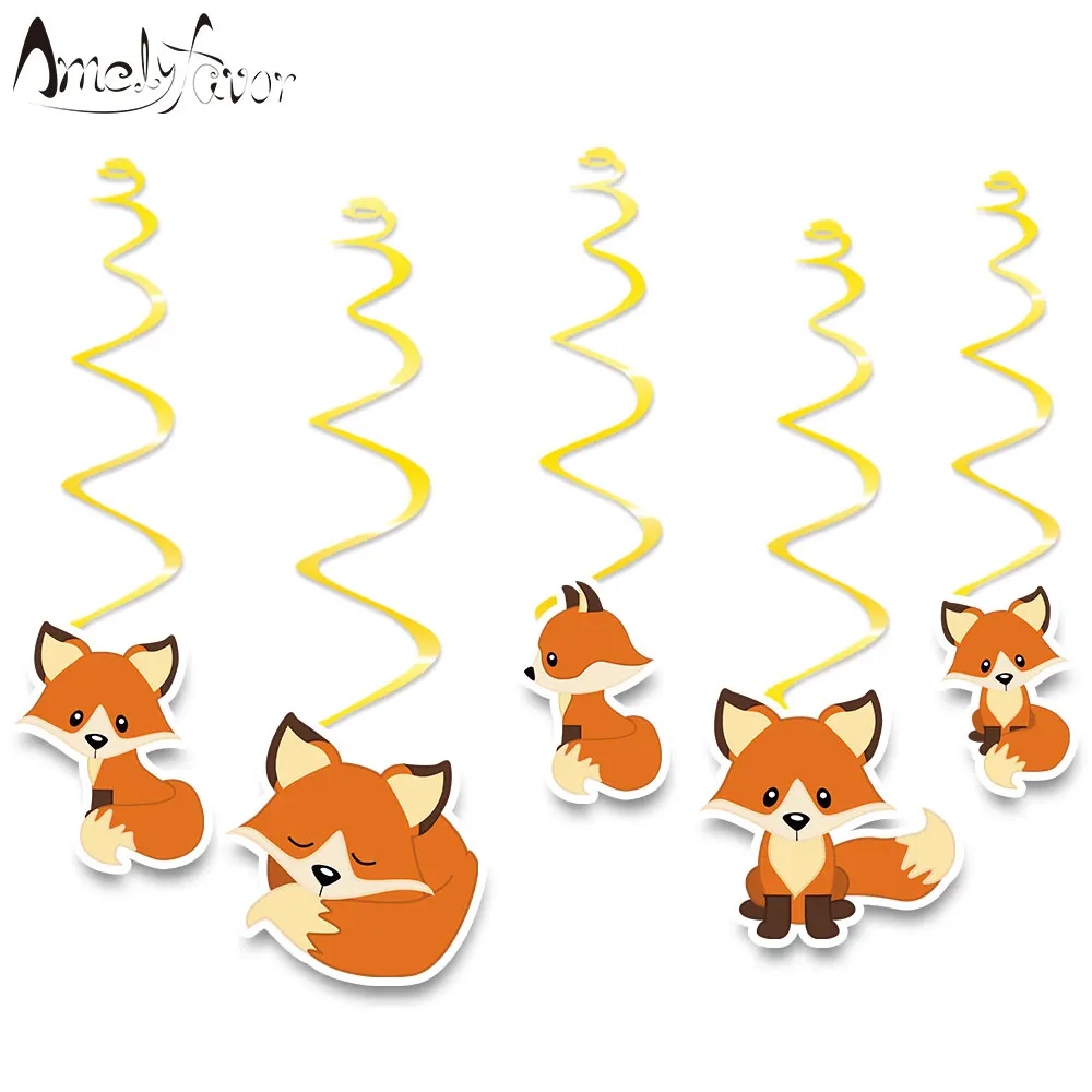 

Woodland Animals Fox Ceiling Hanging Swirl Decorations Fox Cutout Baby Shower Party Supplies DIY Decor Event Party Festival