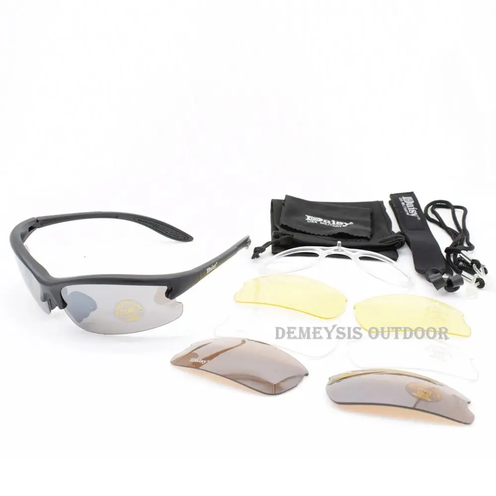 Солнцезащитные очки с защитой глаз UV400, тактические очки C3, уличные спортивные очки с оправой для близорукости, солнцезащитные очки - Цвет: Черный