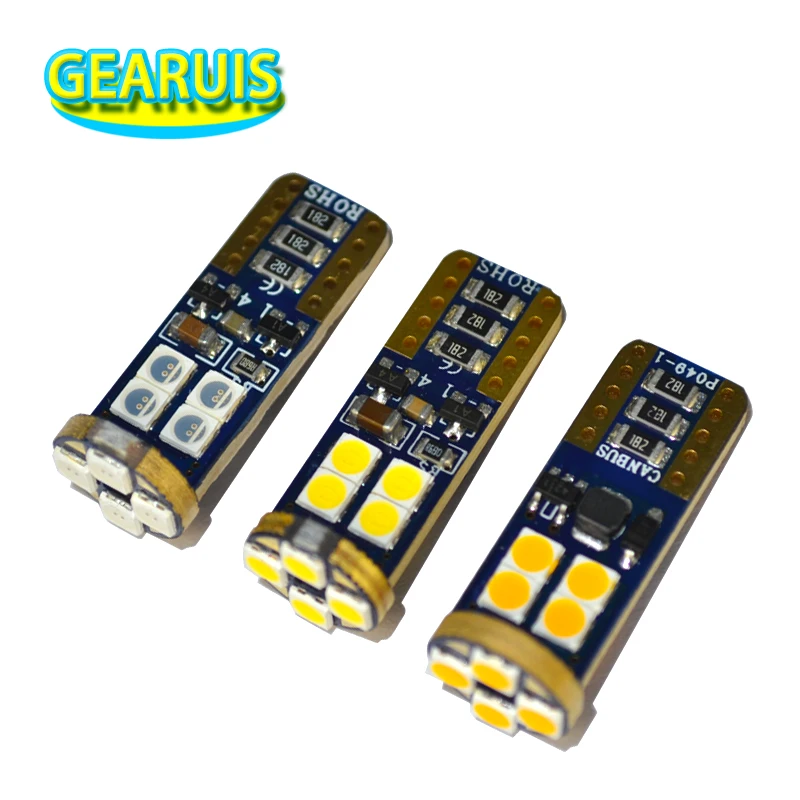 

10pcs W5W LED canbus T10 12 smd 3030 no error Car lamp Turn Side License Plate Light Trunk Lamp Clearance Lights White Red Amber
