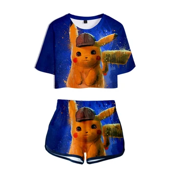 

Elf Treasure Dream: Detective Picacho Two-piece Fashion Summer Umbilical Shirt Women's Fashion Casual Cool Summer Fashion Set