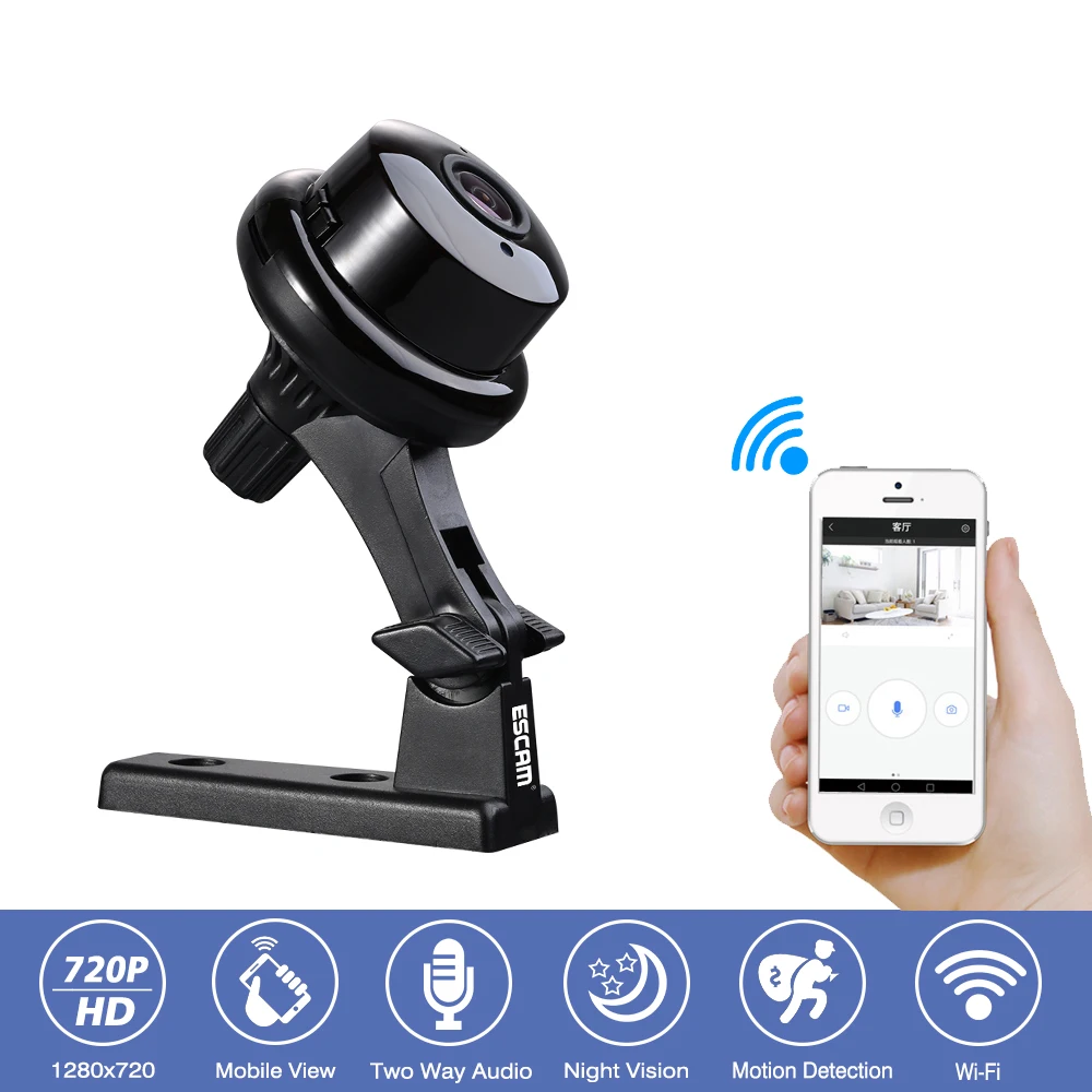 Wireless Mini CCTV Security HD 720P Smart IP Camera Baby Monitor Two Way Audio Motion Detection