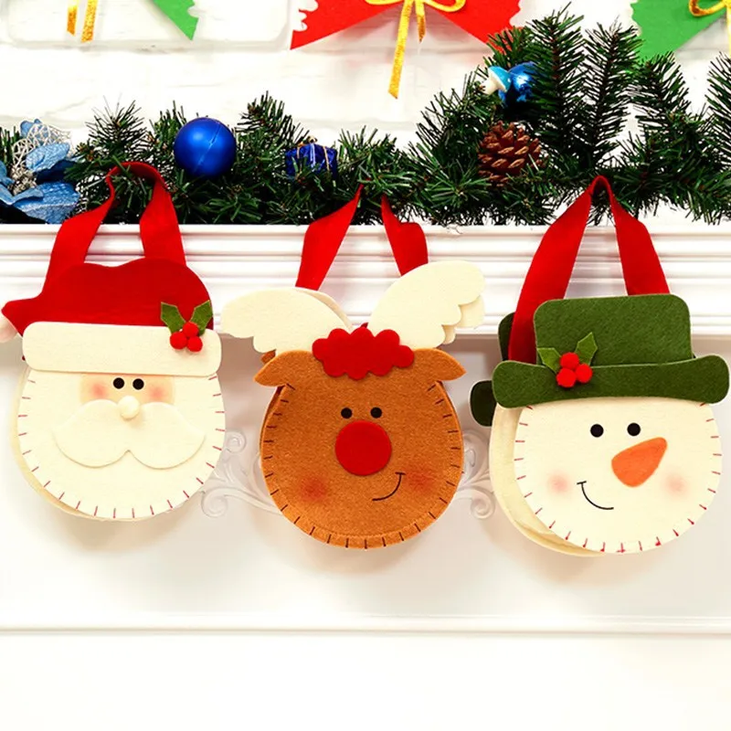 Stereoscopic Christmas Candy Bag Santa Claus Snowman Elk Hand Bags XMAS Decor Holiday Gift Bags New Year