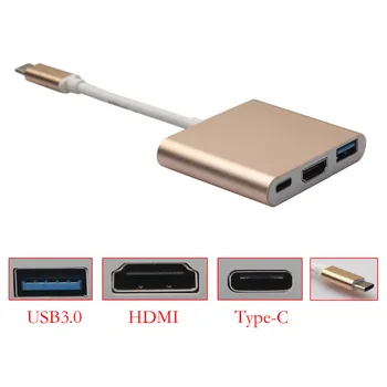 

Type-C USB 3.1Male to USB 3.0/HDMI/Type-C Cable Converter Adapter For Mac Book / Google Chromebook Pixel Type C Devices-Golden