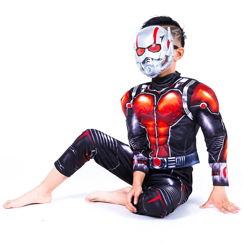 Ant man костюм с мышцами для мальчиков Ant мужской костюм для косплея для мальчиков костюм на Хэллоуин для детей нарядное платье с масками