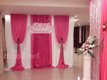 

Beatiful wedding decoration backdrop 3M high 6M wide wedding curtain with detachable swag and matched stainless steel set